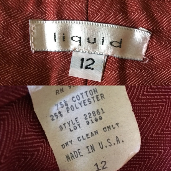 Liquid/Barneys Red Herringbone Stretch Trousers 12 - Picture 8 of 8